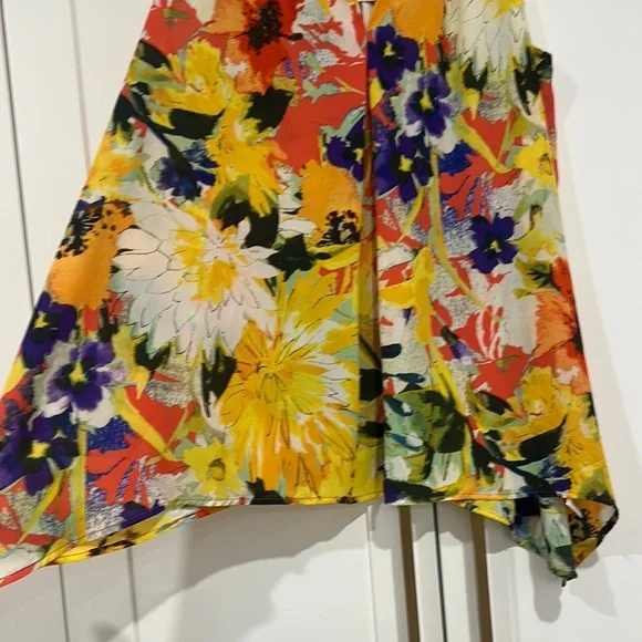 Spense Yellow and Orange Asymmetrical Sleeveless Blouse - Picture 3 of 4